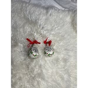 2 Pc Happy Birthday Jesus Carla Grogan Signed Hand Painted Ornament 
Luke 2:11